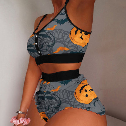 European and American Foreign Trade Cross-Border Sales Strawberry Print Camisole Two-Piece Loungewear Sweet Pajamas Stylish Sweet Style