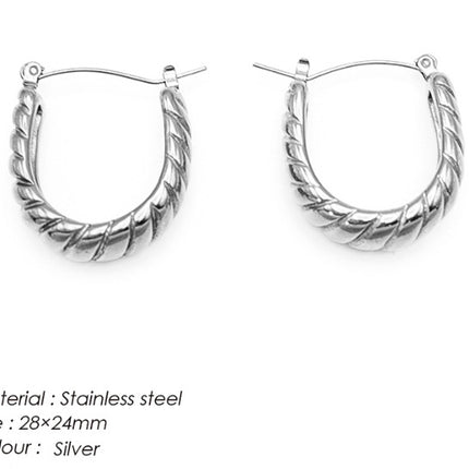 Cross-border European and American earrings ins fashion short C- shaped horns earrings stainless steel 18K gold-plated earrings women wholesale