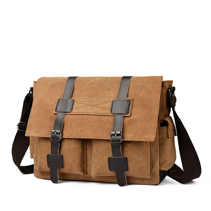 Korean Style Canvas Crossbody Bag Trendy Shoulder Bag Men's Large Capacity Student Computer Bag Camera Bag Large Factory Direct Sale