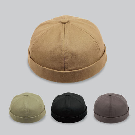 Japanese Style Melon Skin Hat Beanless Floor Hat Women's Spring and Autumn Yapi Street Retro Hat Tooling Thin Melon Skin Hat Men's