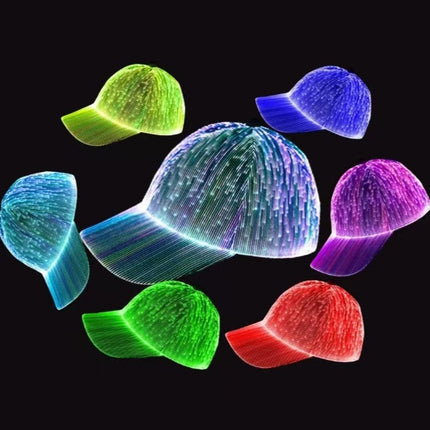 Cross-border charging LED fiber cap LED light knitted hat autumn and winter night running with light luminous hat