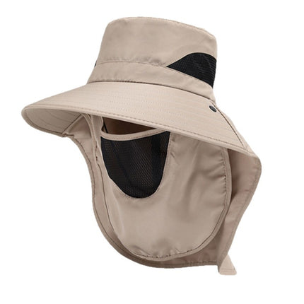 Sun Protection Hat Men's Summer Outdoor Fishing Anti-Uv Large Brim Shawl Neck Protection All-In-One Fisherman Hat