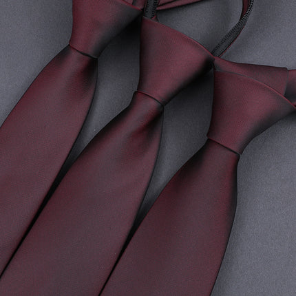 Burgundy Groom Wedding Burgundy Groomsman Formal Business Zipper Knot-Free Men's Tie Wedding