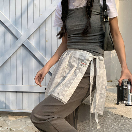 Lace-Up Lace Gauze Skirt Niche Strap Design Spice Girl Matching Apron Skirt Fart Curtain Outer Skirt