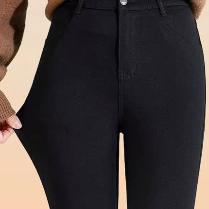 Faux Denim Leggings for Women, Spring and Autumn, Fleece-Lined, Versatile, Commuter Magic Pencil Pants, Slimming, High-Waisted, Stretchy Skinny Pants