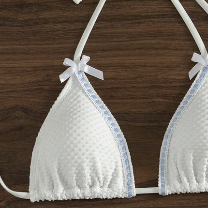 2025 European and American New Sexy Bikini Bikini Split Swimsuit for Women Small Fresh Solid Color Cross-border Special