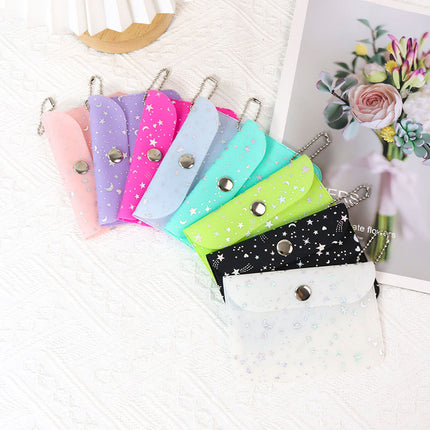 Couple Bestie Style Pvc Mini Coin Purse Laser Galaxy Small Card Holder Key Id Storage Portable Ins Style