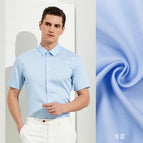 Light blue-short sleeves-men's style-square collar / 38/S