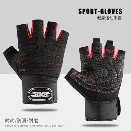 Fitness Gloves Half-Finger Men's and Women's Non-Slip Breathable Summer Weightlifting Hand Guards Dumbbell Equipment Training Long Wrist Cycling Gloves