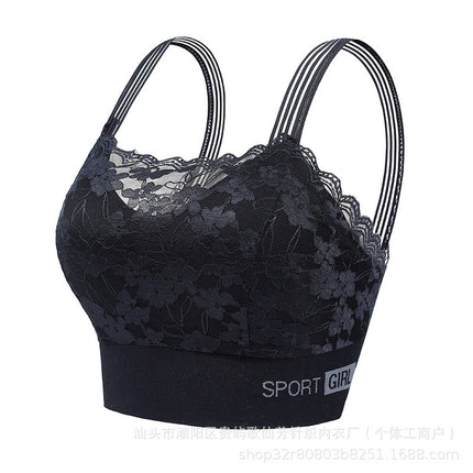 New Sexy French Style Lace Bra Beautiful Back Anti-Light Breathable Non-Steel Ring Gather-up Underwear Women's Vest Bra
