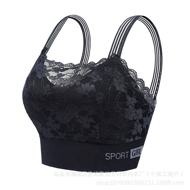 New Sexy French Style Lace Bra Beautiful Back Anti-Light Breathable Non-Steel Ring Gather-up Underwear Women's Vest Bra
