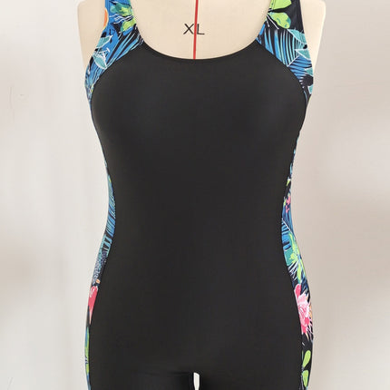 New Style Women's Swimsuit, Patchwork Sports Style, Plus Size One-Piece, Conservative, Slimming, Tummy-Covering, Diving Women's Swimwear Wholesale