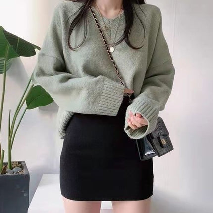 Black Woolen Skirt for Women in Autumn and Winter New Versatile Slimming Look One-Step Skirt Slim Wrap Skirt High Waist Hip Short Skirt
