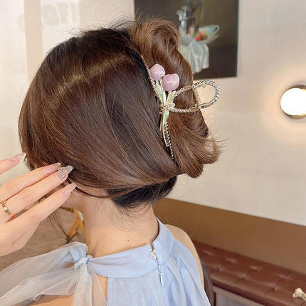 Japanese and Korean Alloy Grabber Streamers Double-Ended Twist Tulip Hairpin Girl Heart Flower Edge Clip Popular Head Accessories