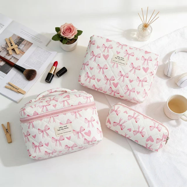 Cross-Border Best-Selling Polyester-Cotton Cosmetic Bag for Women, Large Capacity Travel Portable Toiletry Bag, Makeup Brush Storage Bag
