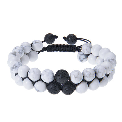 2025 Cross-border New Frosted Stone Tiger Eye Couple Bracelet Natural Stone Double-layer Woven Bracelet Adjustable Jewelry