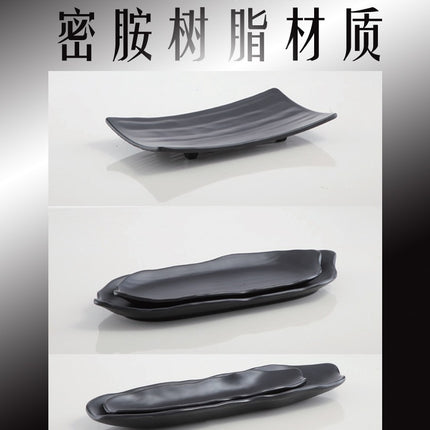 Rectangular plate melamine tableware plastic black Frosted Hot Pot Restaurant creative Japanese and Korean sushi barbecue skewers meat plate