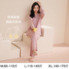 Mt2037 pink long-sleeved trousers with chest pad / M (recommended 40-55kg )