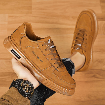 Fashion White Shoes Spring and Autumn Casual Sports Board Shoes Solid Color Men's Shoes Genuine Leather Trendy Plain Board Four Seasons Lazy Shoes