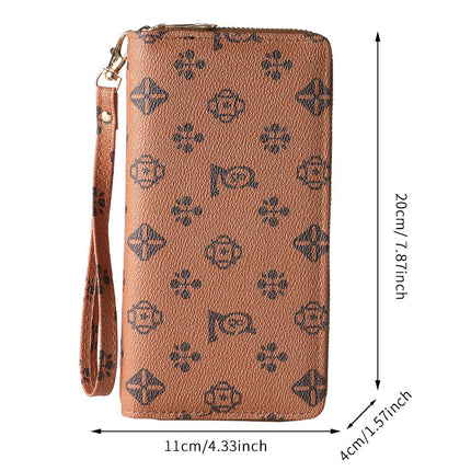 Factory wholesale European and American fashion double-layer zipper coin purse women's wrist strap handbag multi-functional mobile phone bag