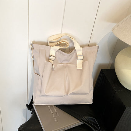 Large Capacity Bag Women's Waterproof Canvas Bag Women's Crossbody Bag Korean Style Casual College Students' Class Portable Mummy Bag