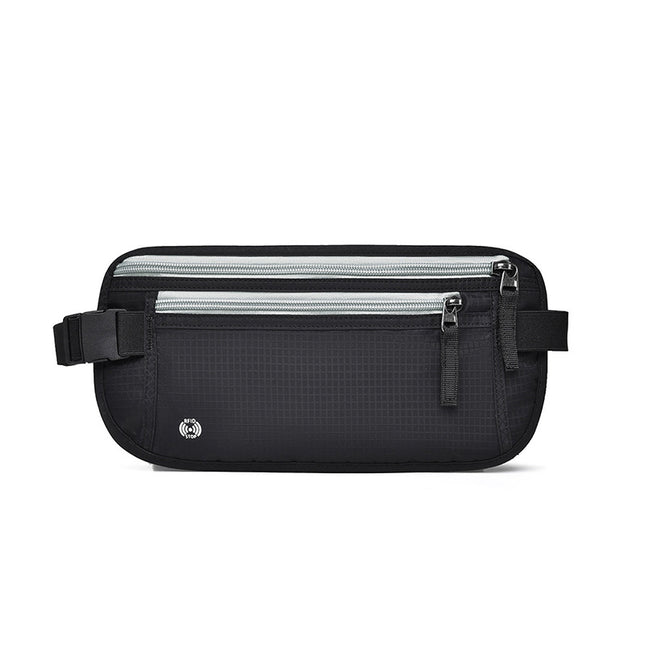 Anti-theft brush travel passport ID bag close-fitting invisible waterproof change mobile phone waist bag ID card storage bag fixed printing