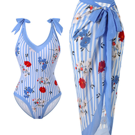 Swimsuit women's beach skirt Southeast Asia Europe and America foreign trade one-piece Conservative belly cover slimming sexy skirt printed multi-color