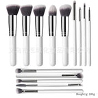 14 silver makeup brushes