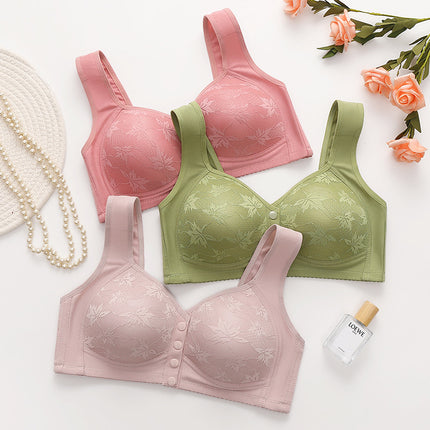 Large Cup 288【3-Piece Set】Cross-Border Front-Clasp Bra, Large Size, Vest-Style, Push-Up, Wireless, Thin Style