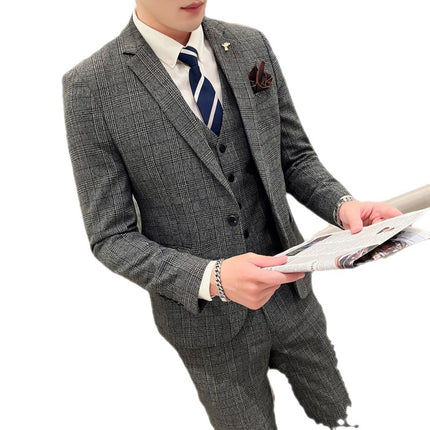 Suit suit full set men's jacket a set of Pu Shuai casual Korean Slim Fit Business wedding bridesmaid groom dress