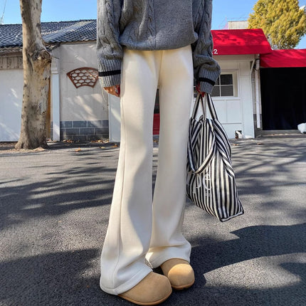 Corduroy Micro-pants Women's 2024 Autumn and Winter fleece-lined Thickened Casual All-match High Waist Slimming Micro-pants