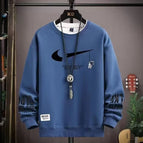 Round neck sweatshirt with broken hook blue / (s size) weight 70-85
