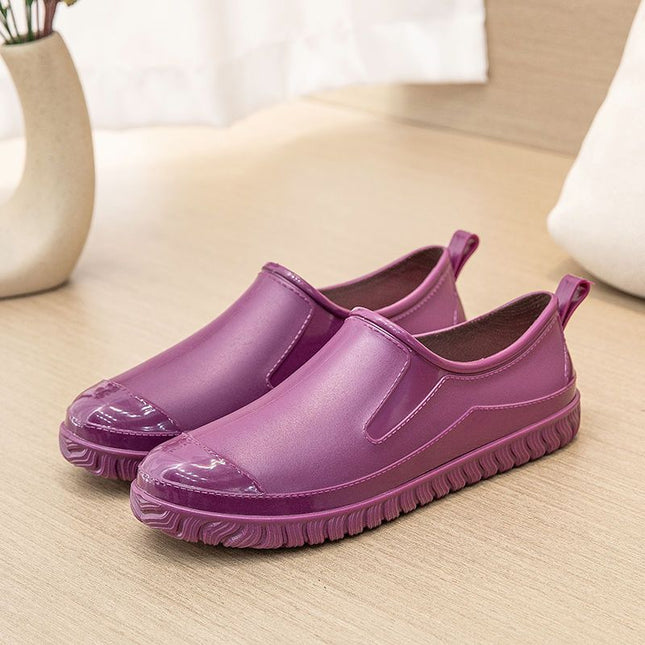 Rain Boots women's spring and autumn Four Seasons ingot water shoes shallow mouth waterproof non-slip kitchen work car wash fleece-lined warm rubber rain boots