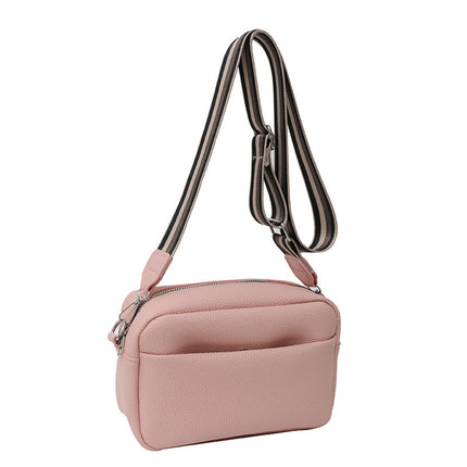 Trendy Women's Bag 2025 New Pure Color Versatile Pu Crossbody Bag Small Bag Women's Wide Shoulder Strap Shoulder Bag Small Square Bag