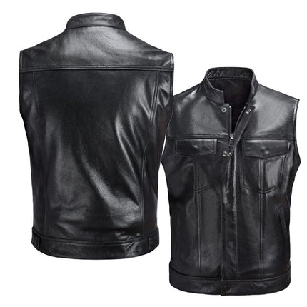 Cross-border Amazon wish vest excellent zipper button motorcycle leisure leather vest