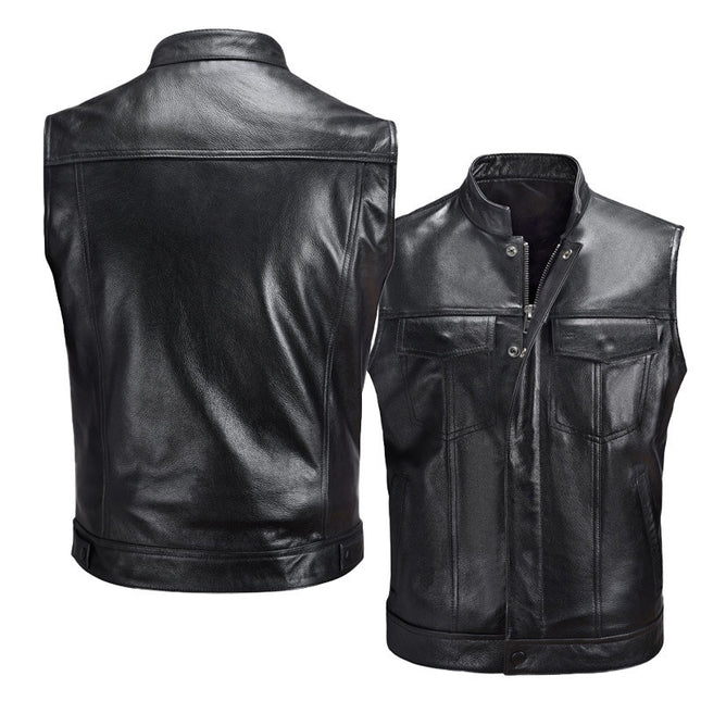 Cross-border Amazon wish vest excellent zipper button motorcycle leisure leather vest