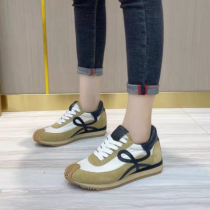 Non-standard retro German training shoes thick-soled sports casual shoes new color matching lace-up argan shoes all-match leather white shoes