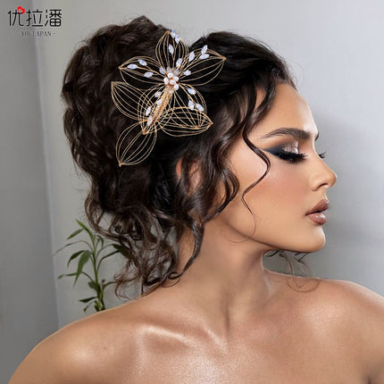 Yulapan HP257 Foreign Trade Hair Creative Bride Hair Accessories Handmade Hollow Flower Comb Headwear Korean Hair Comb
