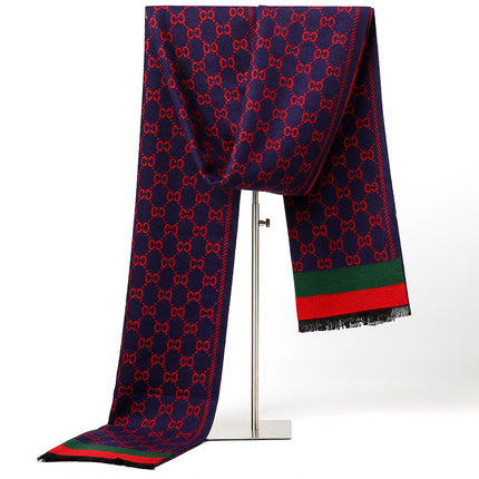 2025 New Autumn and Winter Men's Scarf, Brushed Faux Cashmere Double-Sided, Authentic Korean Style Scarf Wholesale