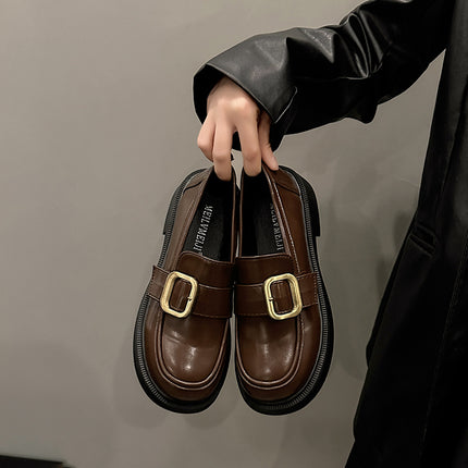 Loafers Thick-soled 2023 Autumn New Style Slip-on Explosions Spring and Summer High-end British-style Soft-soled Leather Shoes