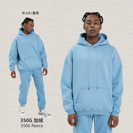 Kite Men's Clothing Factory Autumn and Winter Heavy Velvet Sweatshirt Men's Cross-Border American Street Fashion Loose Sweatshirt Pants Suit Men