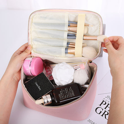 New Cross Pattern Pu Leather Cosmetic Bag Waterproof Storage Toiletry Bag Portable Multi-Functional Skin Care Product Storage Cosmetic Bag