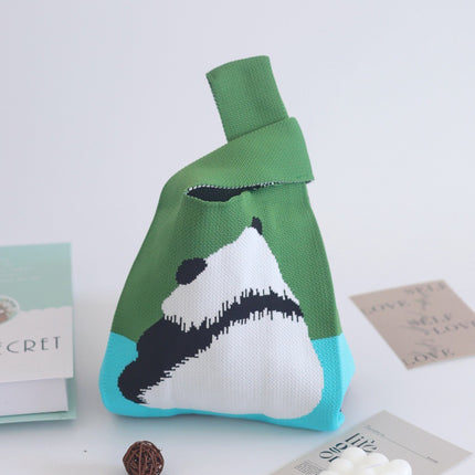 Knitted Handbag Women's Spring New Cartoon Woven Hand Bag Work Sundry Bag Gift Bag Lunch Bag
