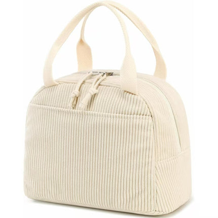 Cross-Border New Product Corduroy Printed Portable Lunch Bag Large Capacity Fresh-Keeping Lunch Bag Suitable for Outdoor Camping