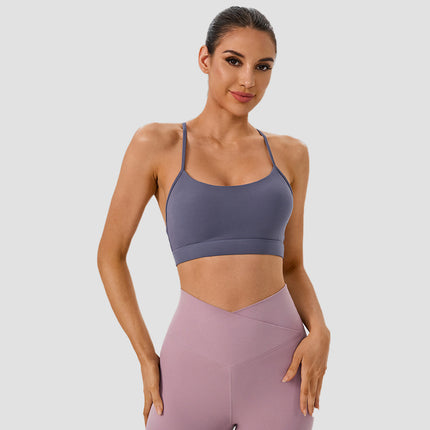 Cross-Border New Yoga Bra Single-Sided Spandex Y-Shaped Beautiful Back Sling Push-Up Running Fitness Nude Yoga Bra