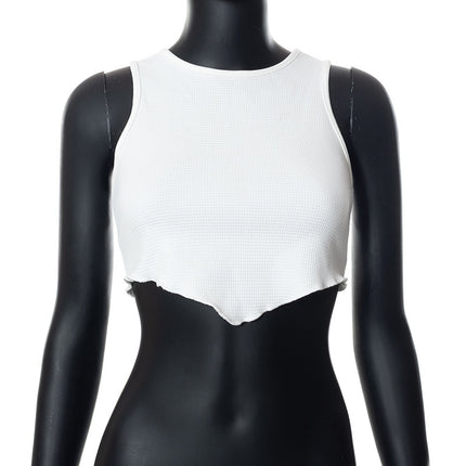 M22Tp178 Sanhu Lianjiang European and American Women's Clothing 2022 Spring and Summer New Pure Color Sleeveless Sexy Round Neck Versatile Top