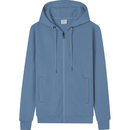 Autumn and Winter Fleece-Lined Zip-Up Hoodie Sweatshirt Unisex Workwear Long-Sleeve Jacket Casual Versatile with Logo Design