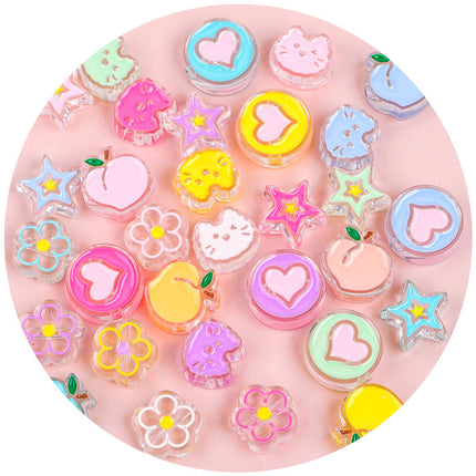 Acrylic love five-pointed star drop oil cartoon accessories DIY bracelet material homemade mobile phone case key chain hanging chain