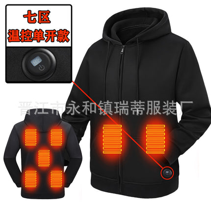 Cross-Border Multi-Zone Heating Sweatshirt for Men, Outdoor Smart Heating Luminous Lamp Design Heating Sweatshirt, Cross-Border Popular Sweatshirt