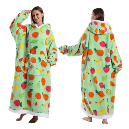 A generation of new fruit products lazy pajamas TV blanket embroidered hooded nightgown loose wear men's and women's bathrobes